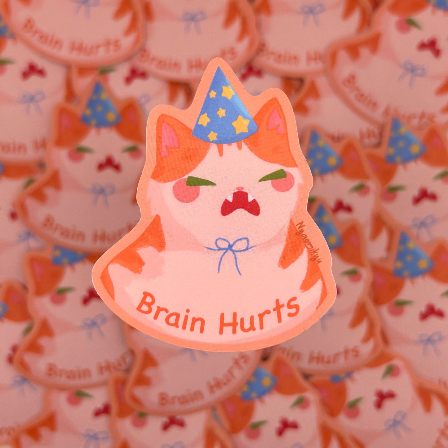 Brain Hurts Cat Sticker