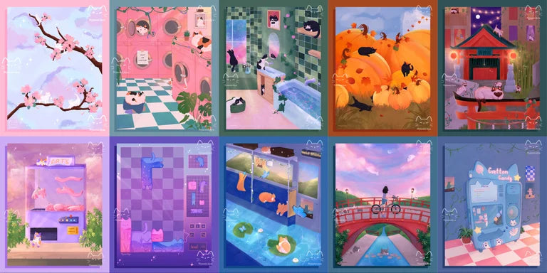 8.5x11 Cat Illustrations (Online Only Size)