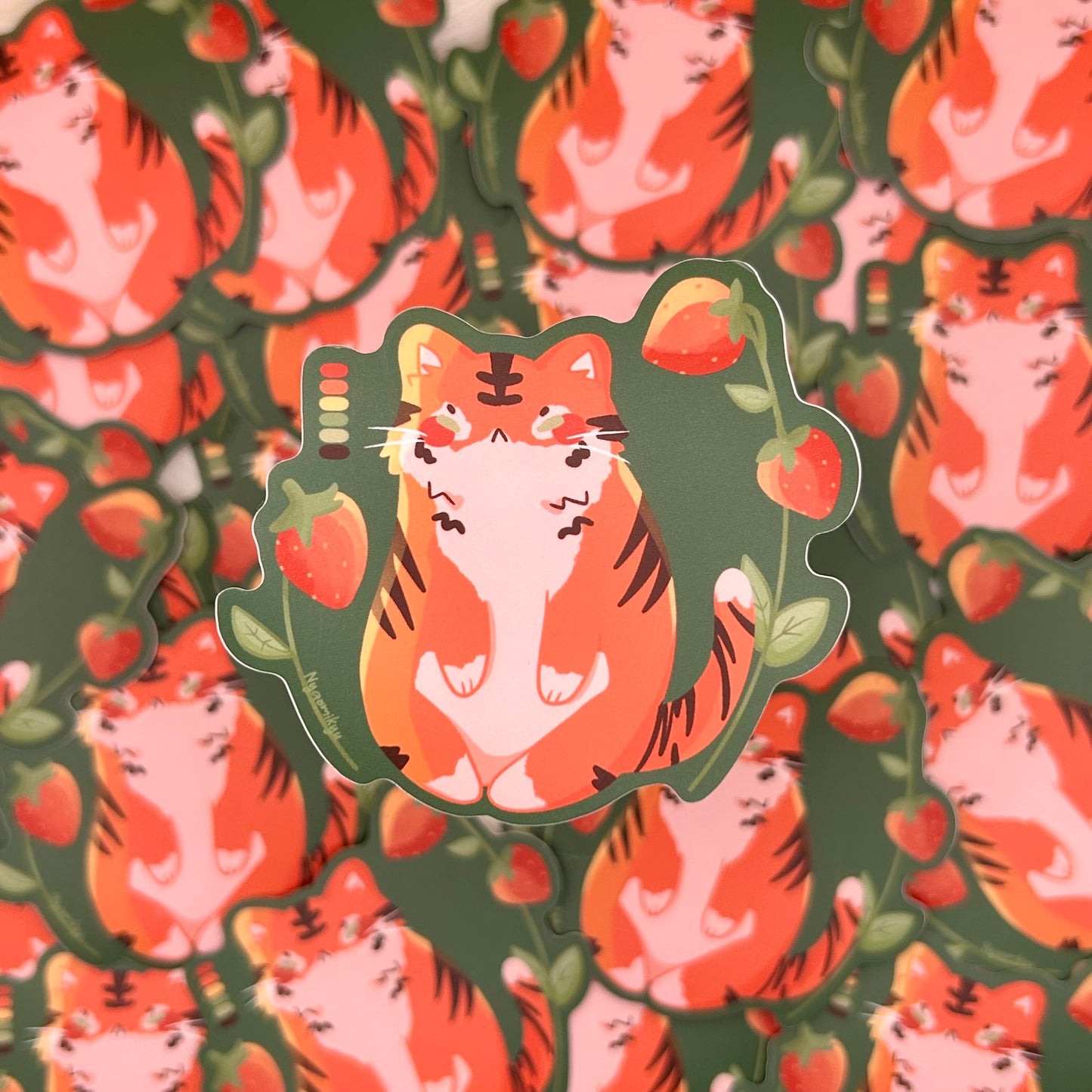 Strawberry Tiger Cat Sticker