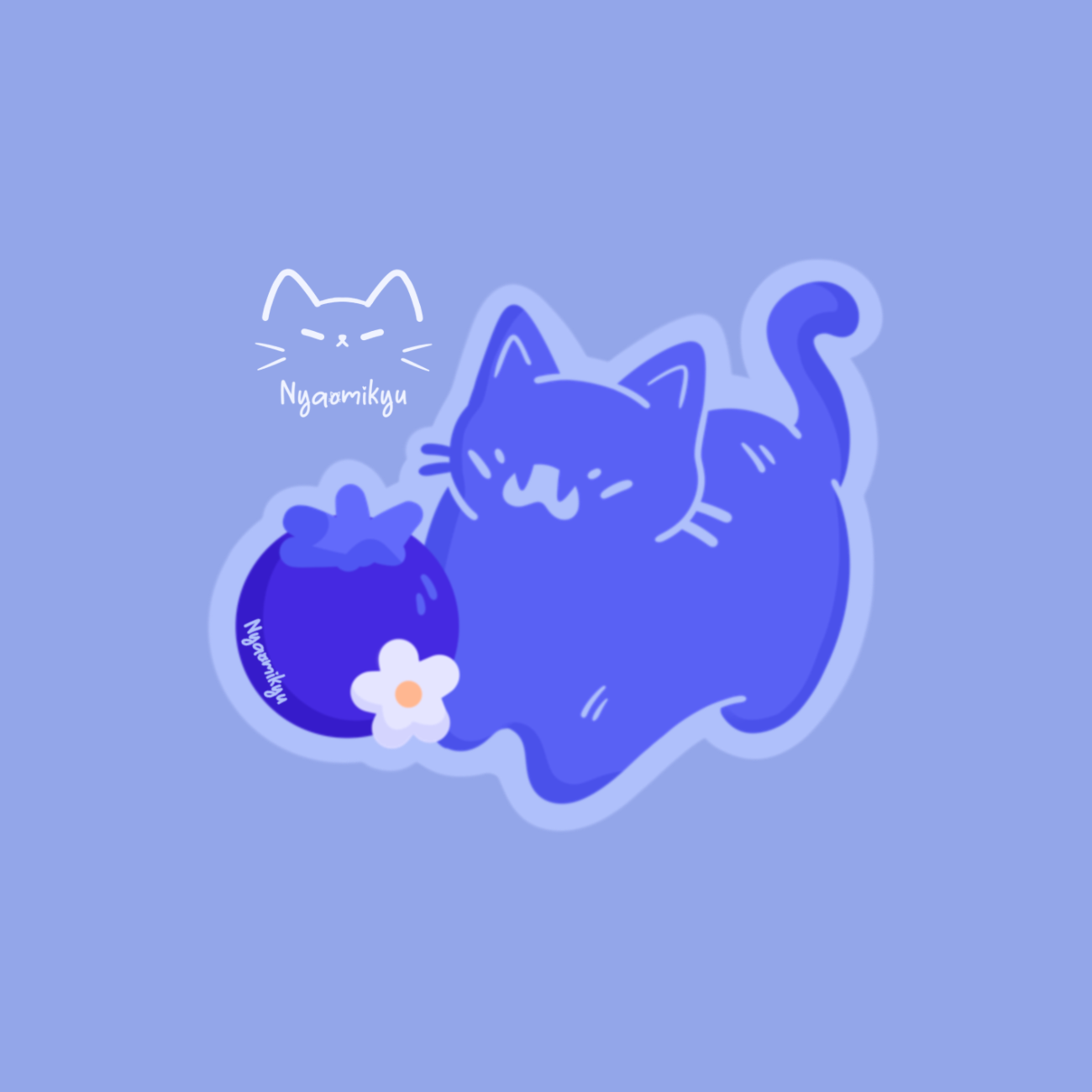 Blueberry Fruit Cat Sticker