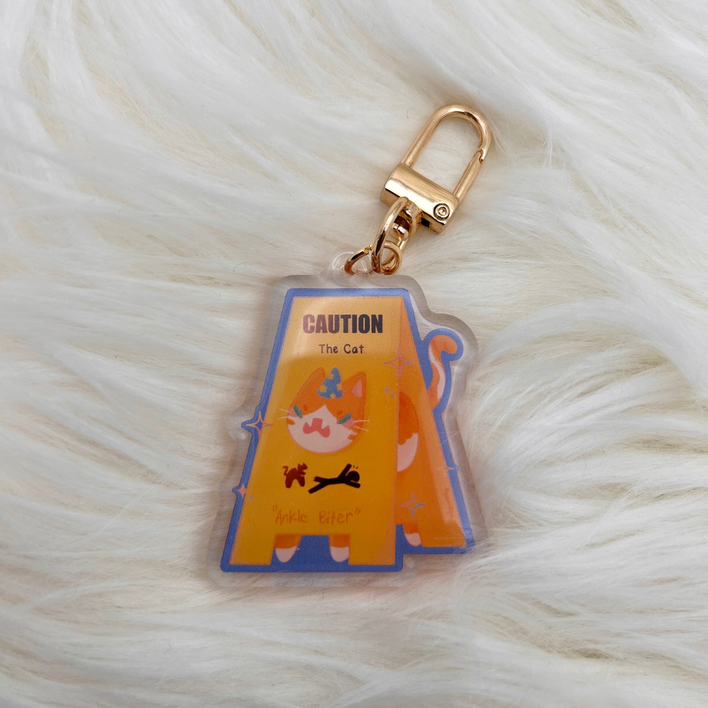 Caution Cat Keychain