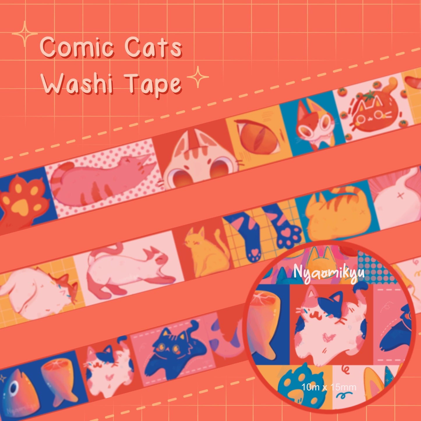 Comic Cats Washi Tape