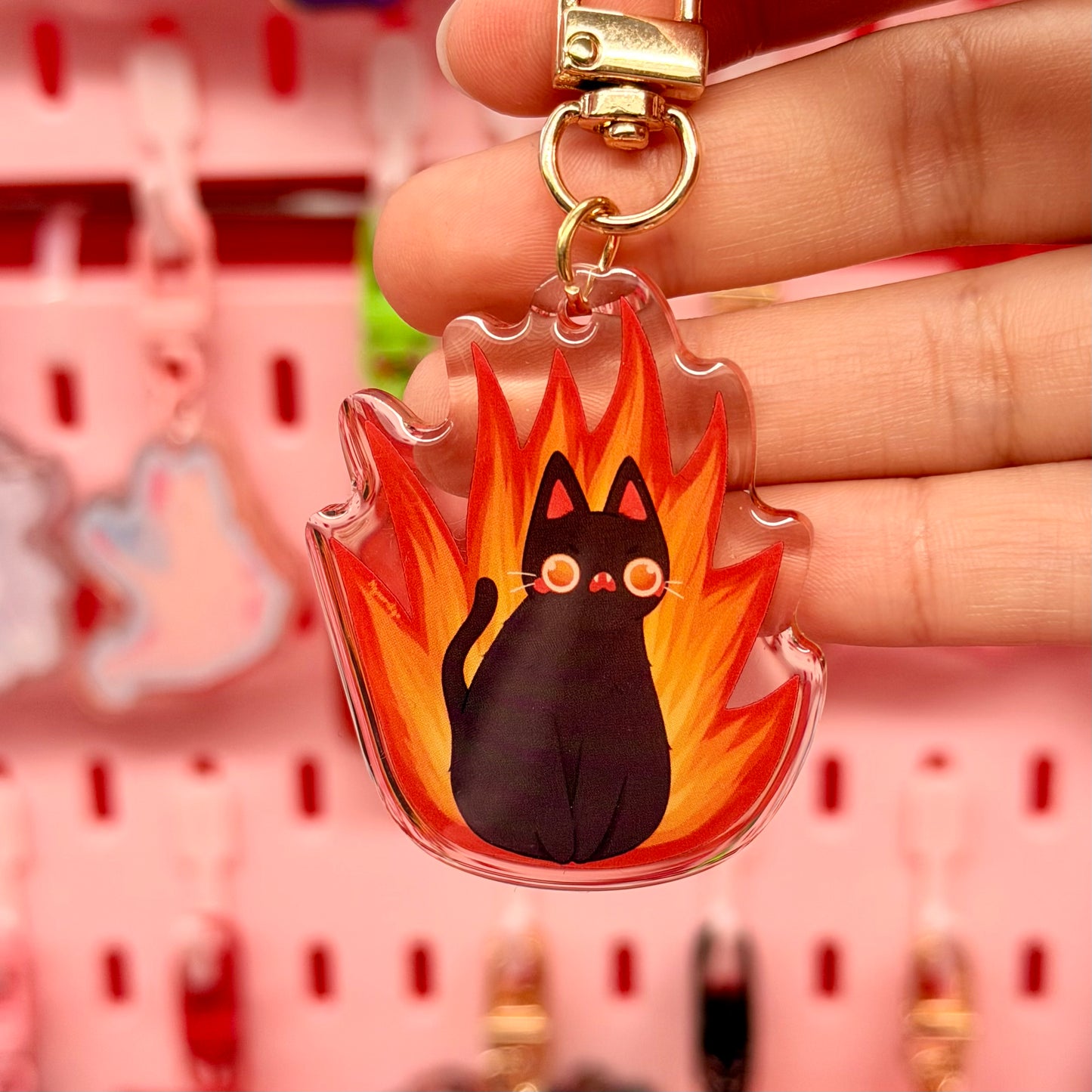 Fire Cat Keychain