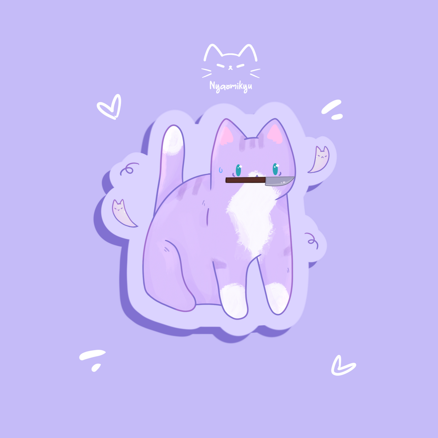 Knife Cat Sticker