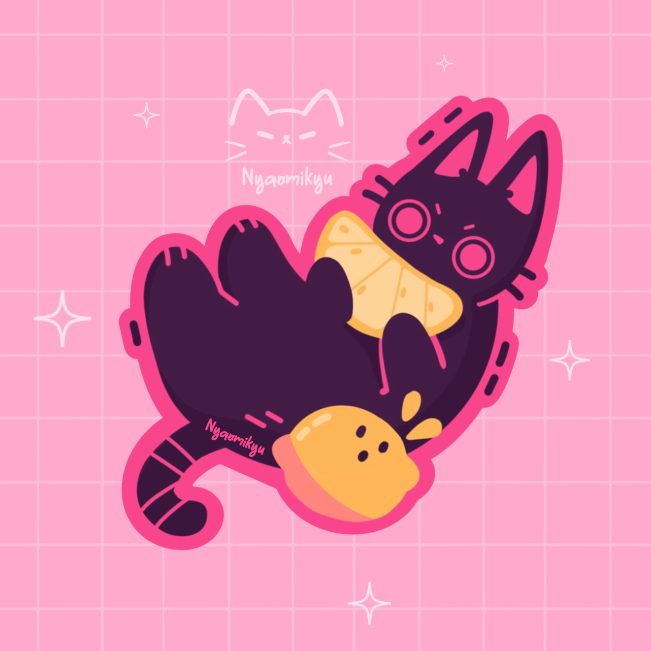 Lemon Fruit Cat Sticker
