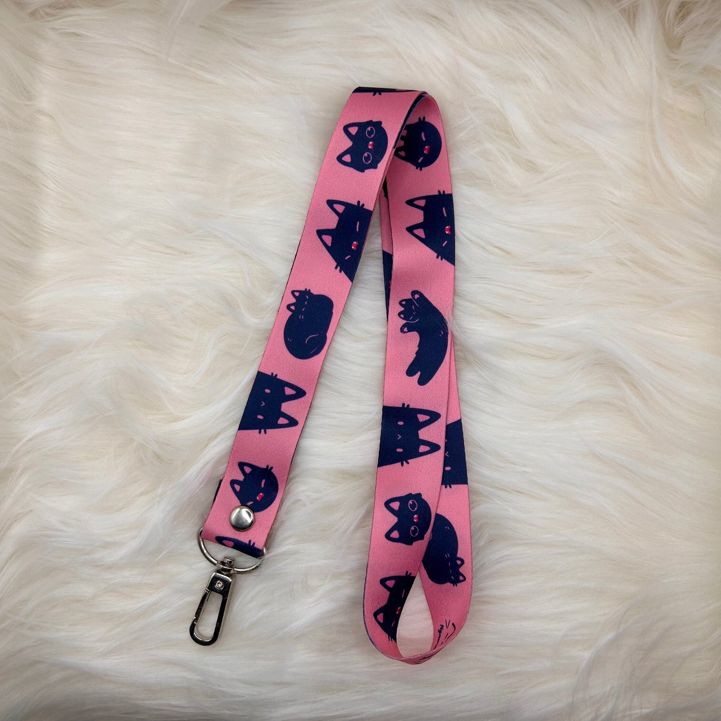 Navy Blue Cats Lanyard