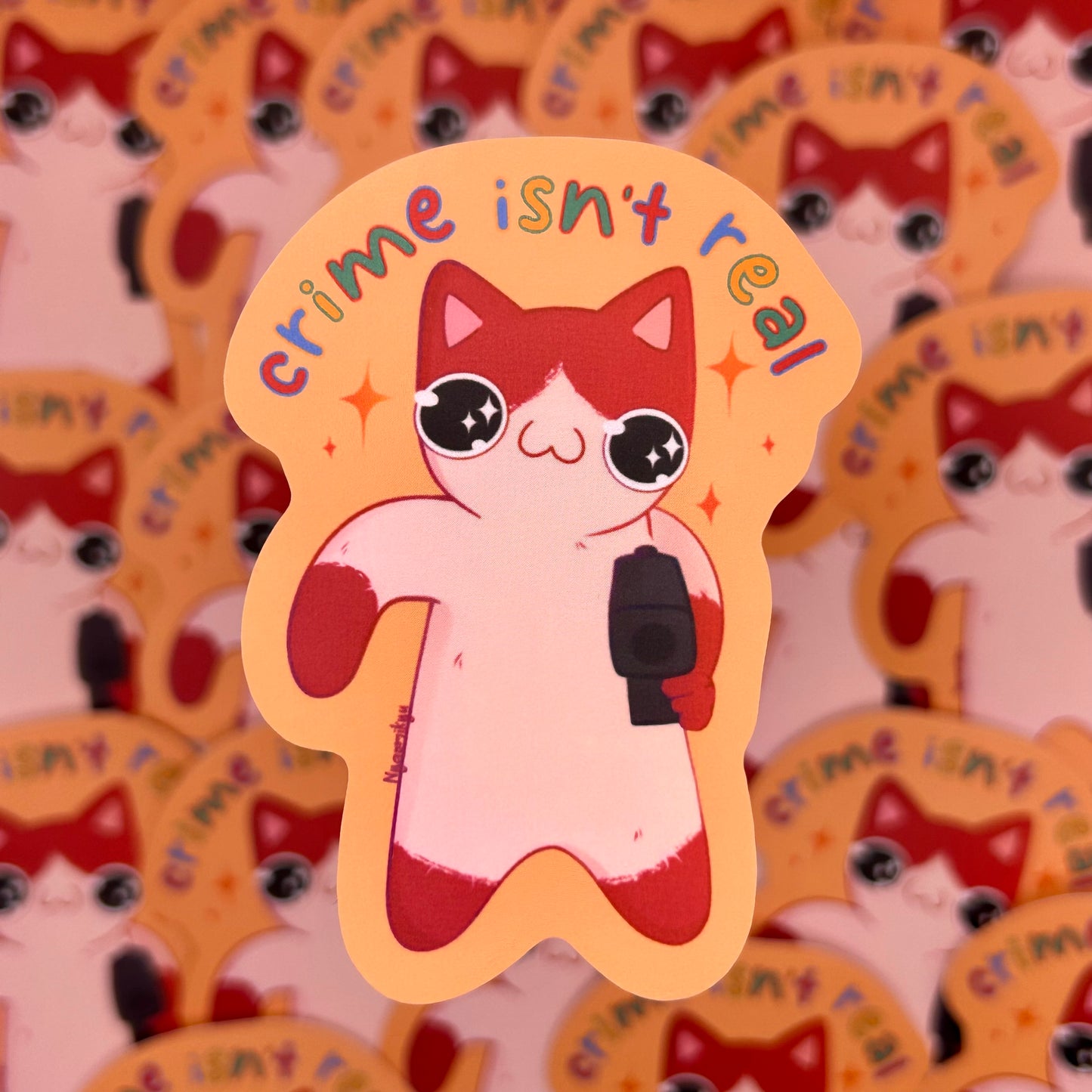 "Crime Isn't Real" Cat Sticker