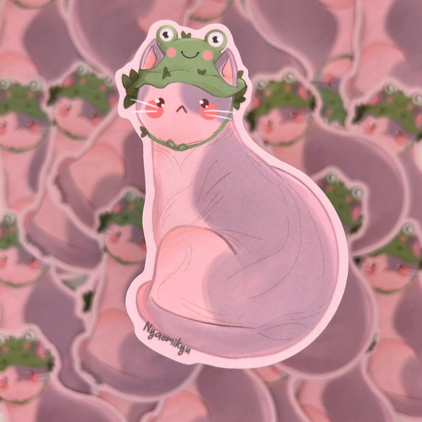 Frog Hat Cat Sticker