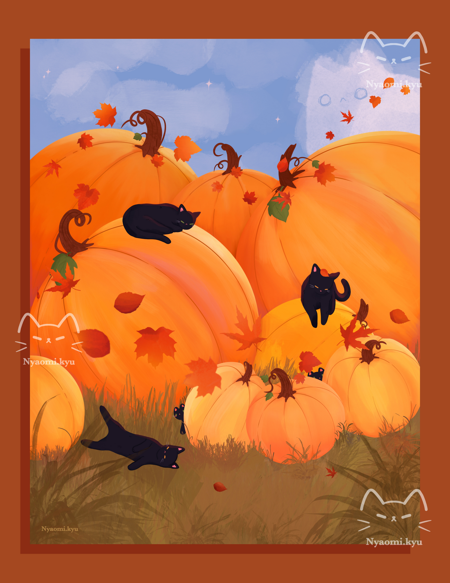 Pumpkin Cats Print