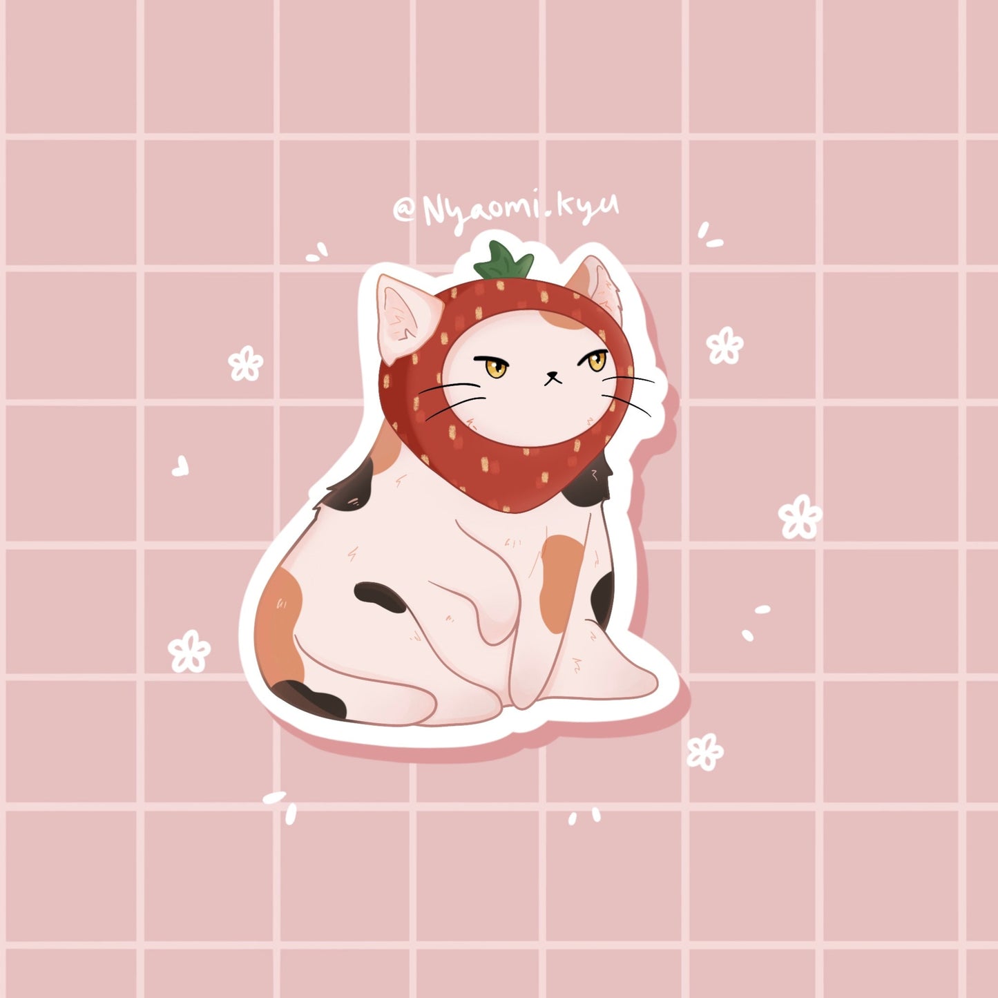Strawberry Hat Cat Sticker