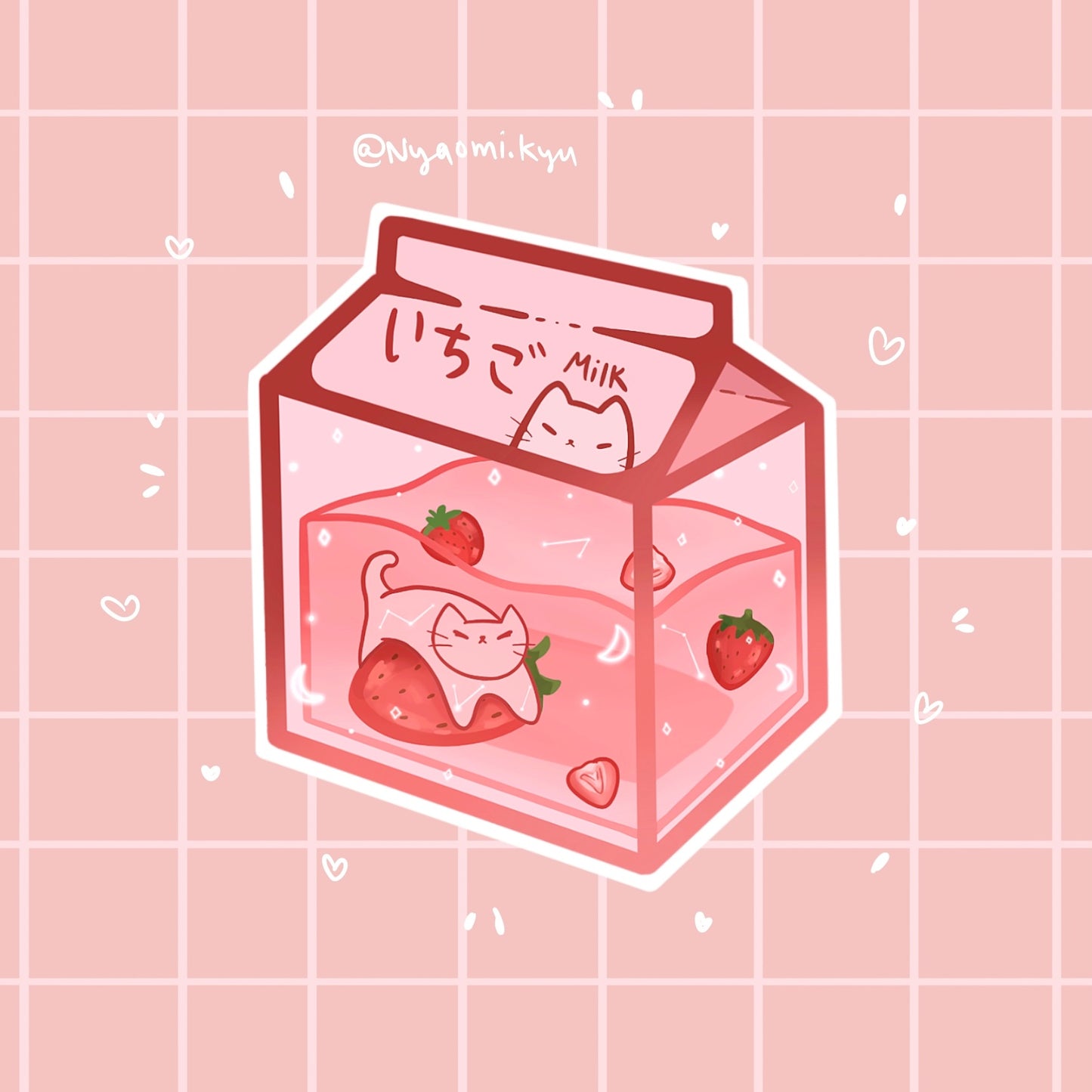 Strawberry Milk Cat Sticker