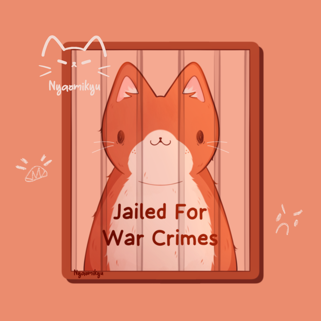 "Jailed For War Crimes" Cat Sticker