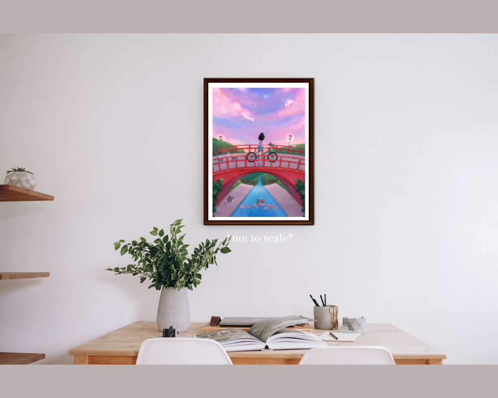 Bike Sunset Cats Print