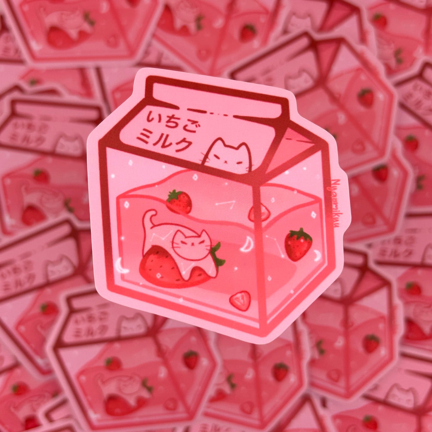 Strawberry Milk Cat Sticker