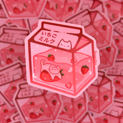 Strawberry Milk Cat Sticker