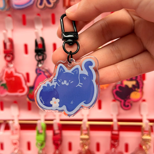 Blueberry Cat Keychain