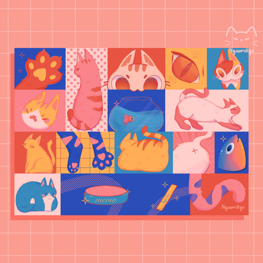 cats in a pop of colors in a comic art style
