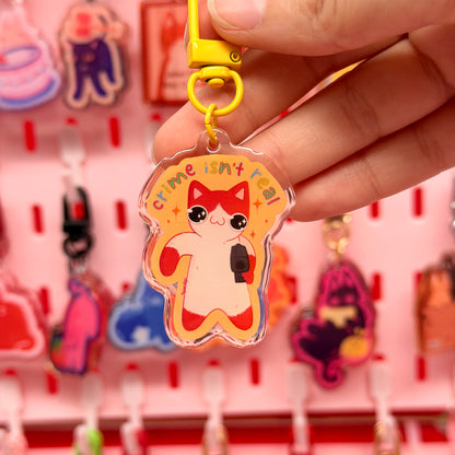 Crime Isn't Real Cat Keychain