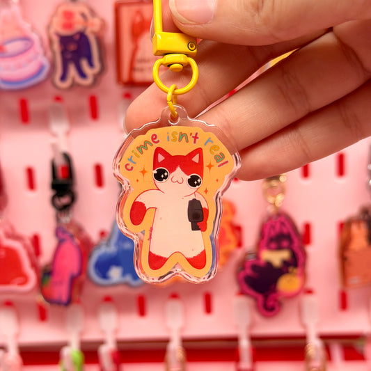 Crime Isn't Real Cat Keychain