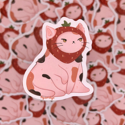 Strawberry Hat Cat Sticker