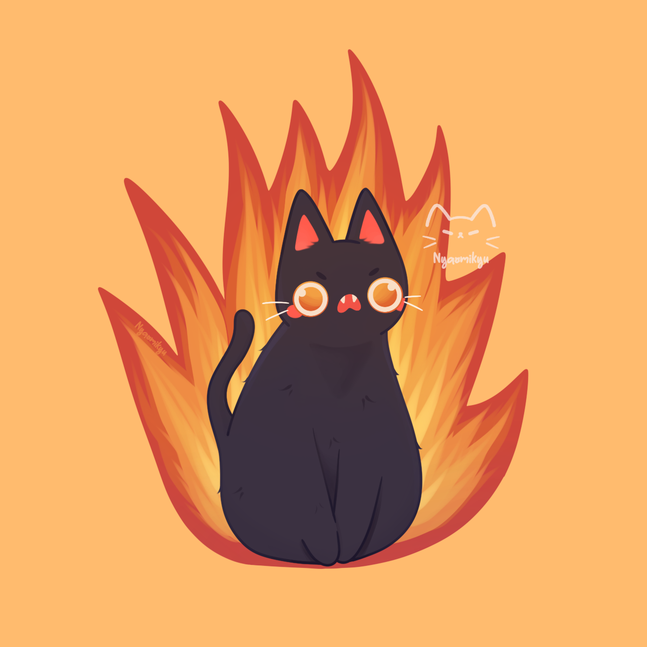 Fire Cat Sticker