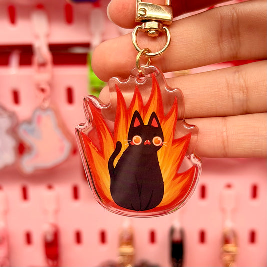 Fire Cat Keychain