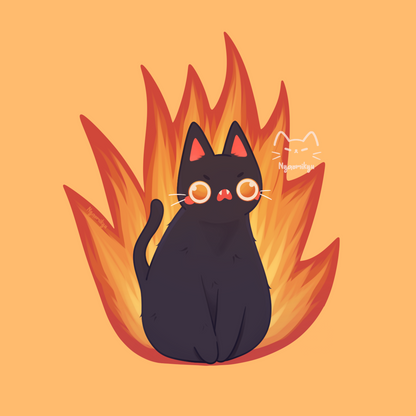 Fire Cat Sticker