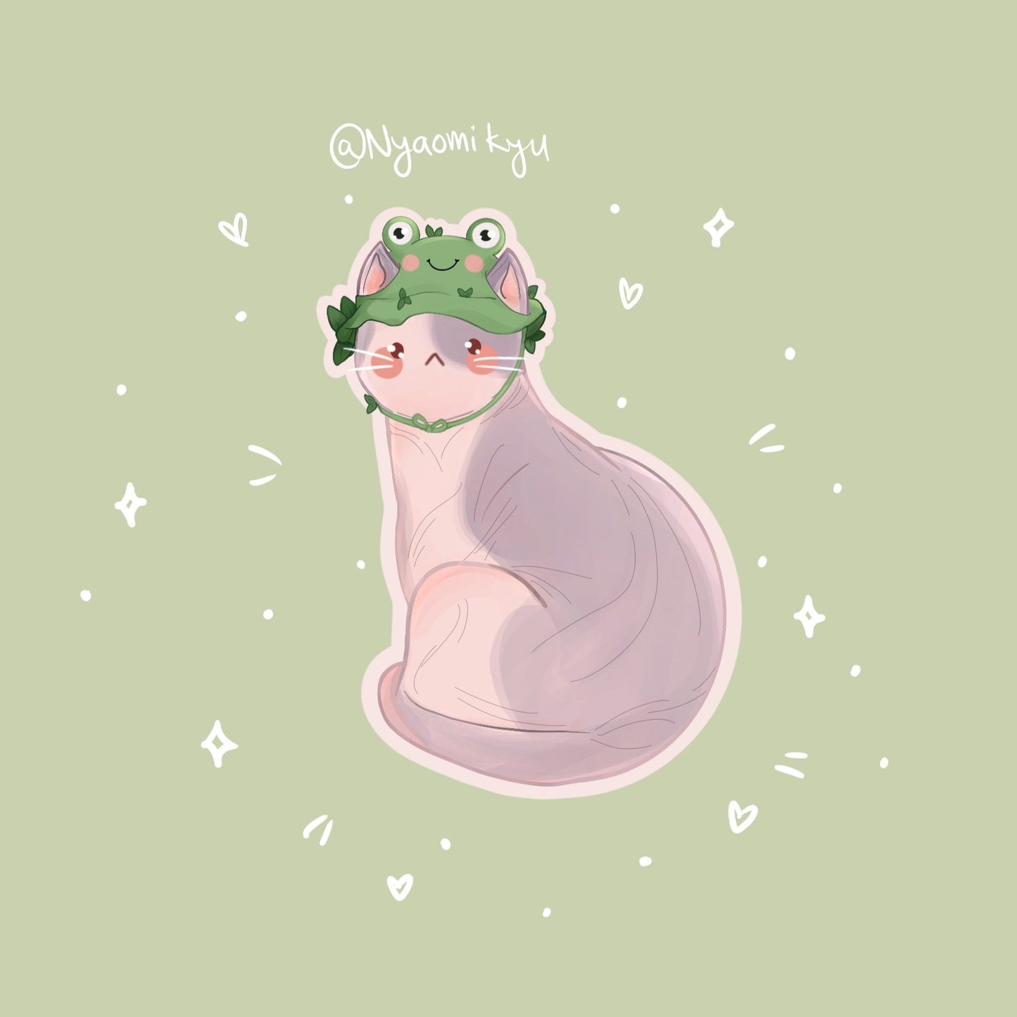 Frog Hat Cat Sticker
