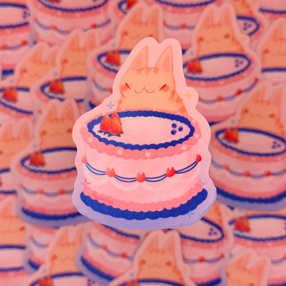 Pink Cake Cat Sticker