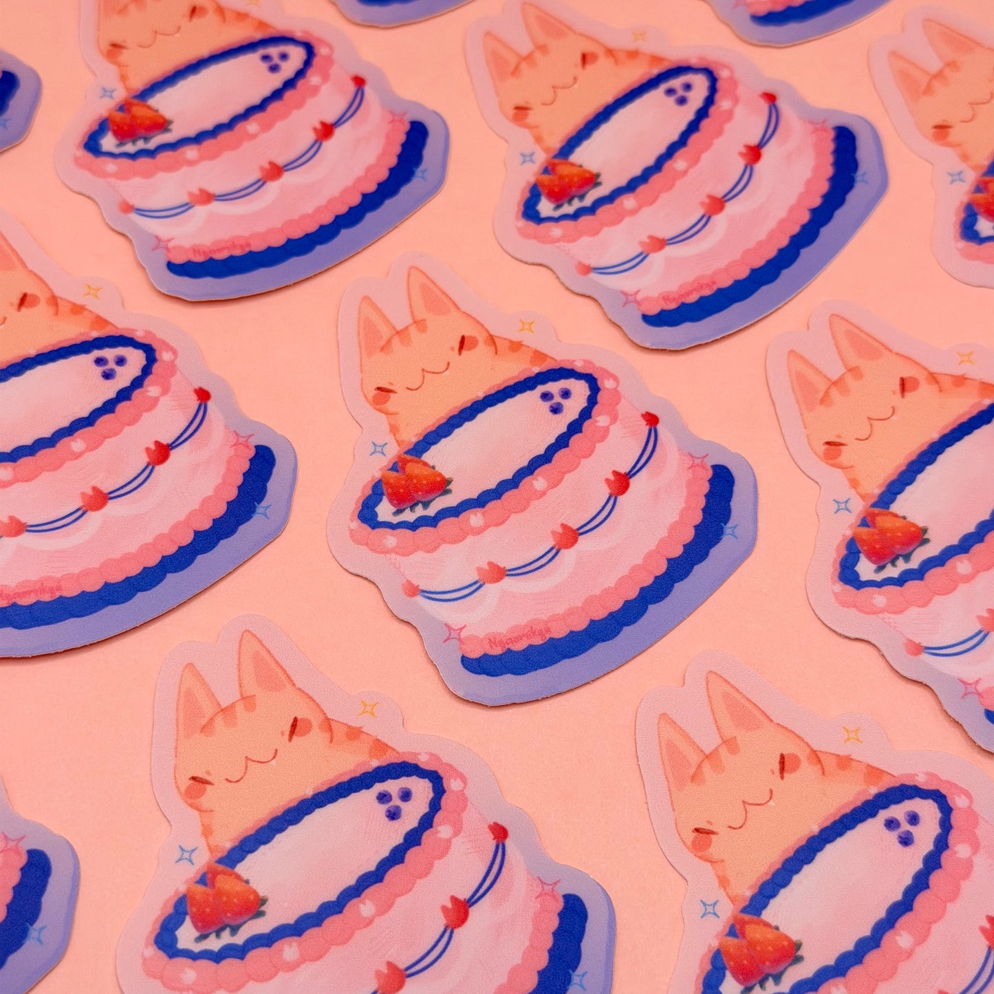 Pink Cake Cat Sticker