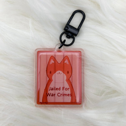 Jailed For War Crimes Cat Keychain