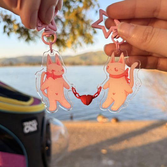 Love Cats Magnet Keychain Set