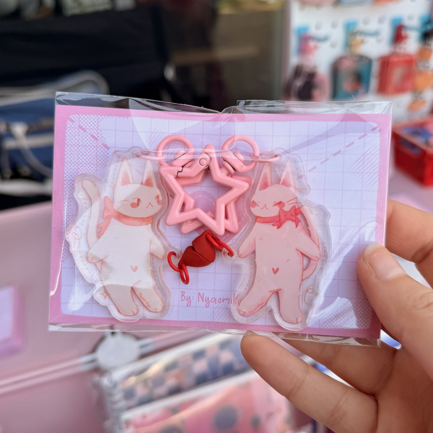 Love Cats Magnet Keychain Set