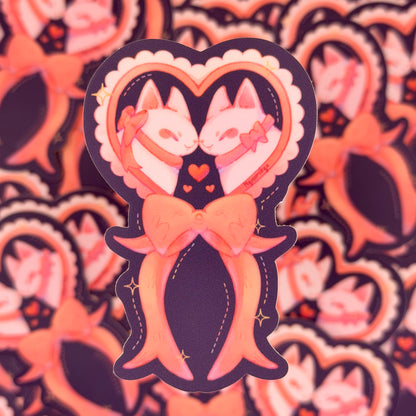 Ribbon Heart Cats Sticker