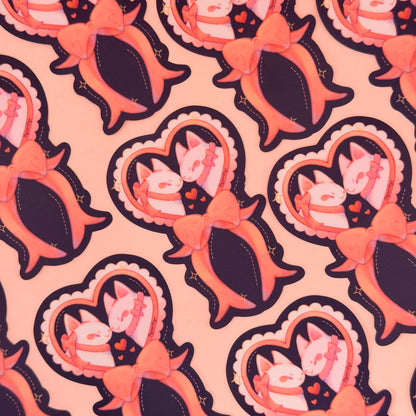 Ribbon Heart Cats Sticker