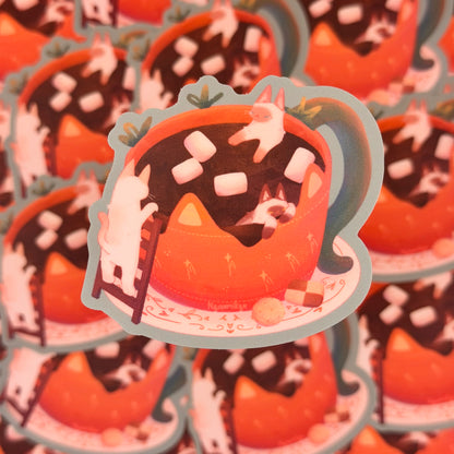 Siamese Hot Cocoa Cats Sticker