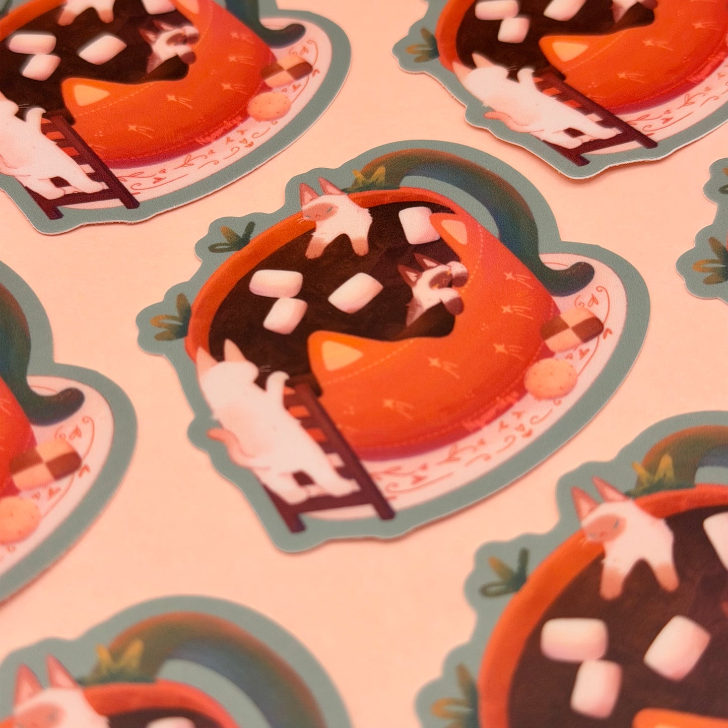 Siamese Hot Cocoa Cats Sticker