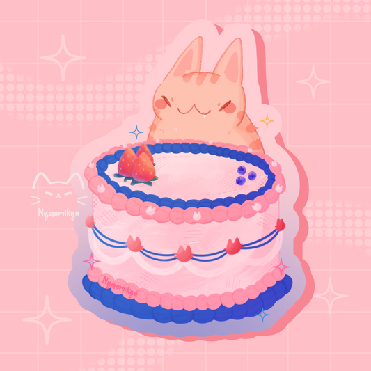 Pink Cake Cat Sticker