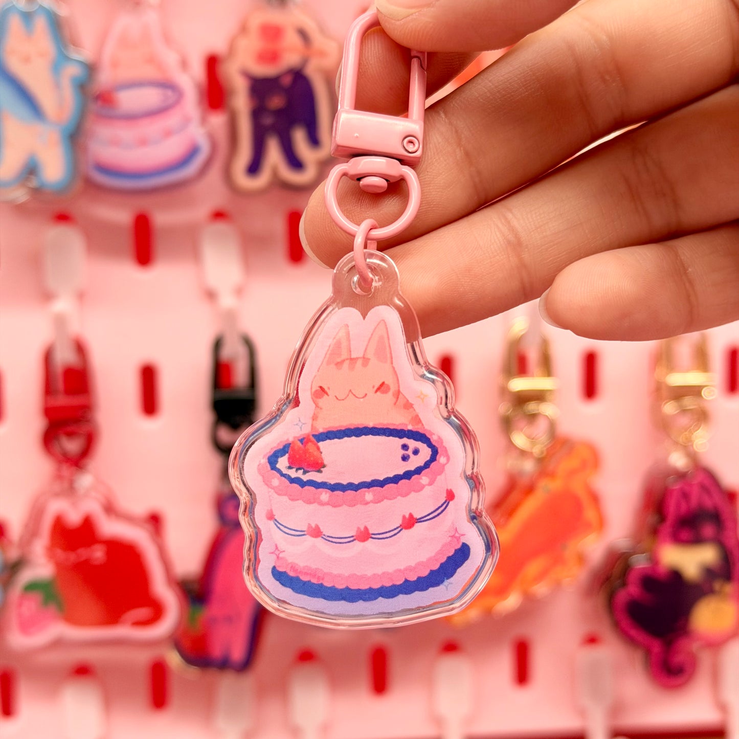 Pink Cake Cat Keychain