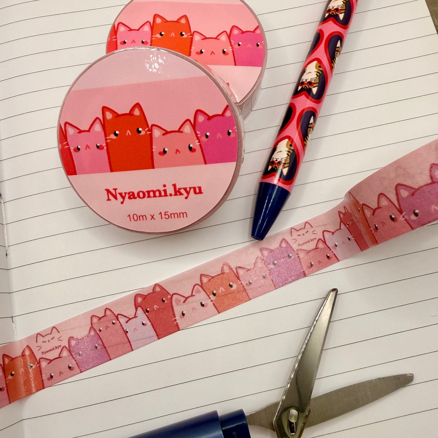 Pink Squish Cats Washi Tape