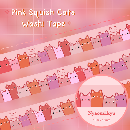 Pink Squish Cats Washi Tape
