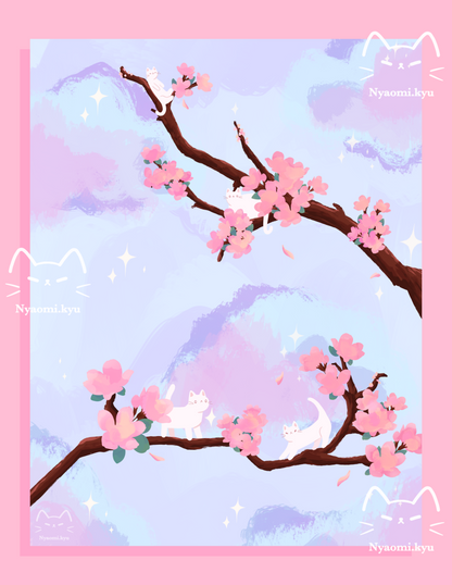Sakura Cats Print