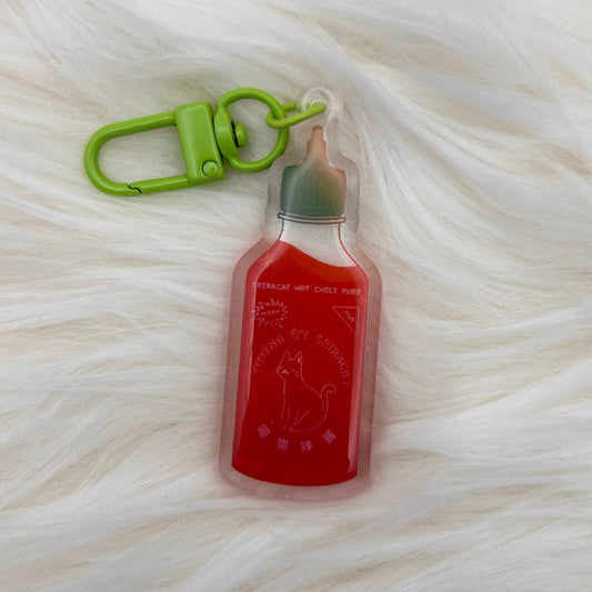 Sriracha Cat Keychain