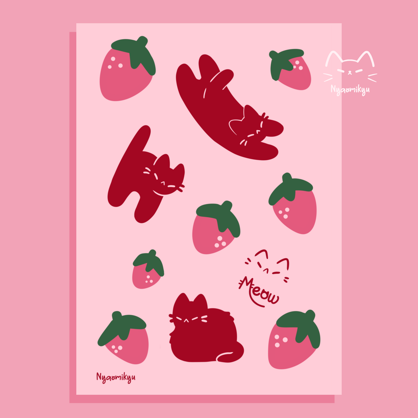 Strawberry Cats Print