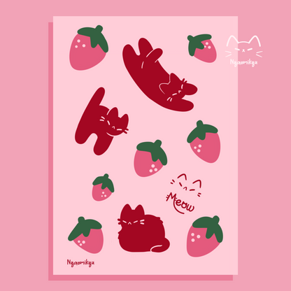 Strawberry Cats Print