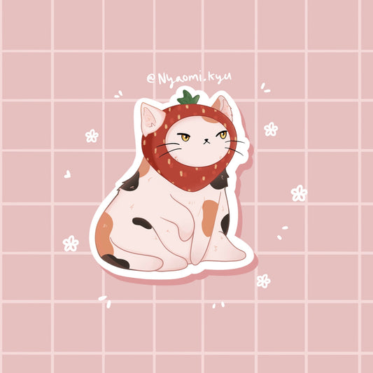 Strawberry Hat Cat Sticker