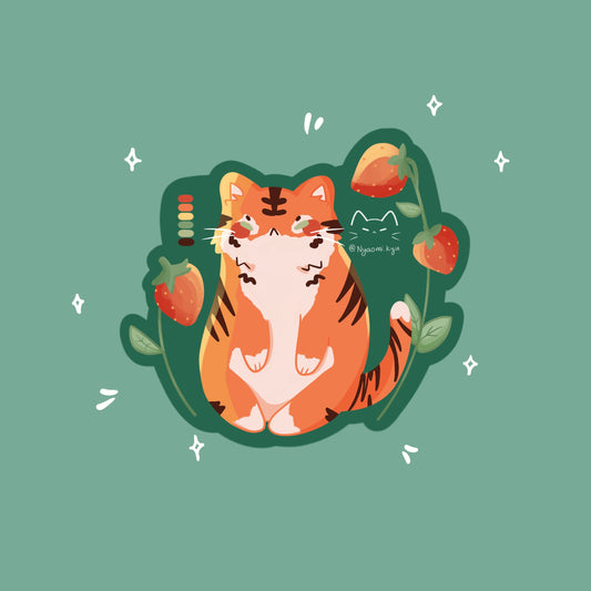 Strawberry Tiger Cat Sticker