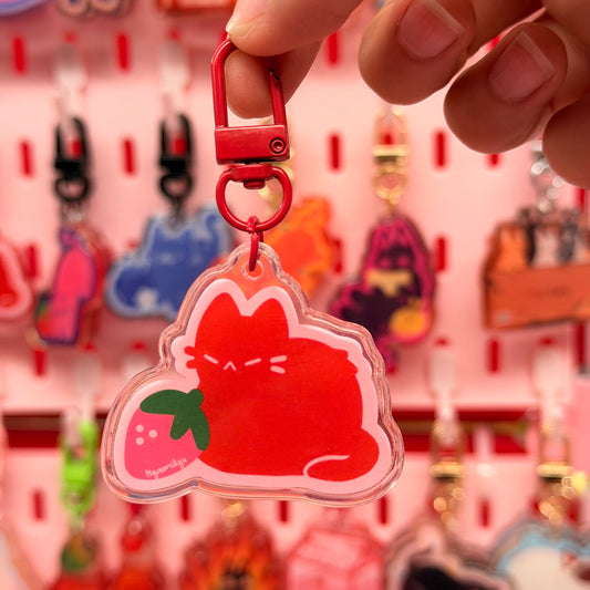 Strawberry Cat Keychain