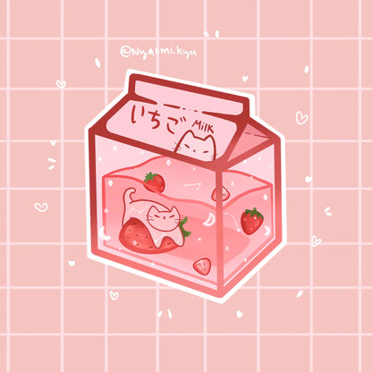 Strawberry Milk Cat Sticker