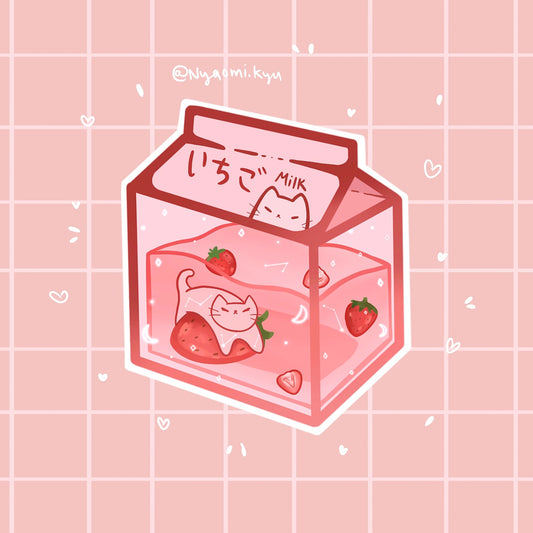 Strawberry Milk Cat Sticker